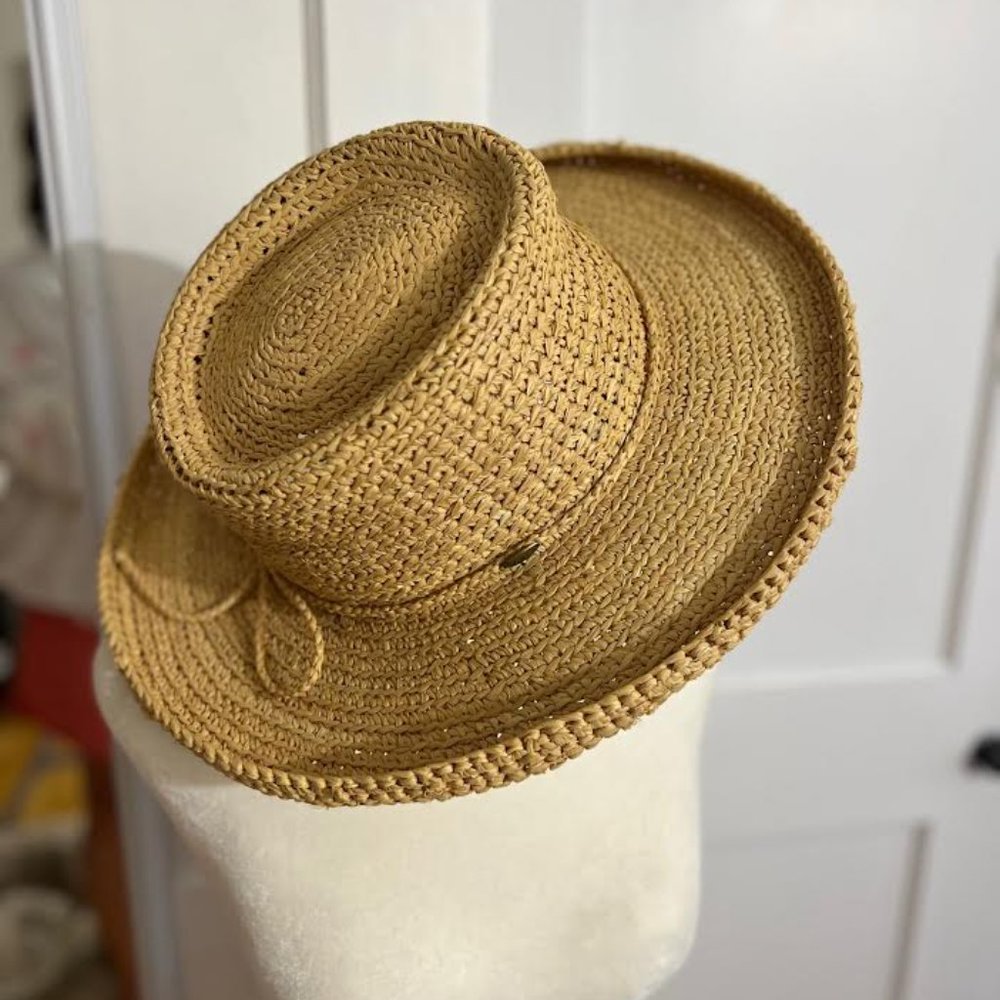 Scala Destin Straw Hat with Bow in Tea - OS